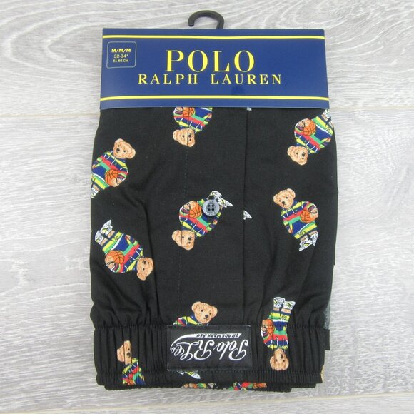 Polo Ralph Lauren Basketball Bear Boxer Briefs Mens Size Medium Black NEW - Picture 2 of 11
